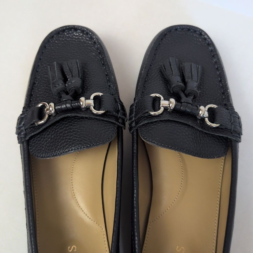 Talbots Flats Women's 8.5 Everson Tassel Driving Moccasins Indigo Blue Leather - Picture 13 of 13